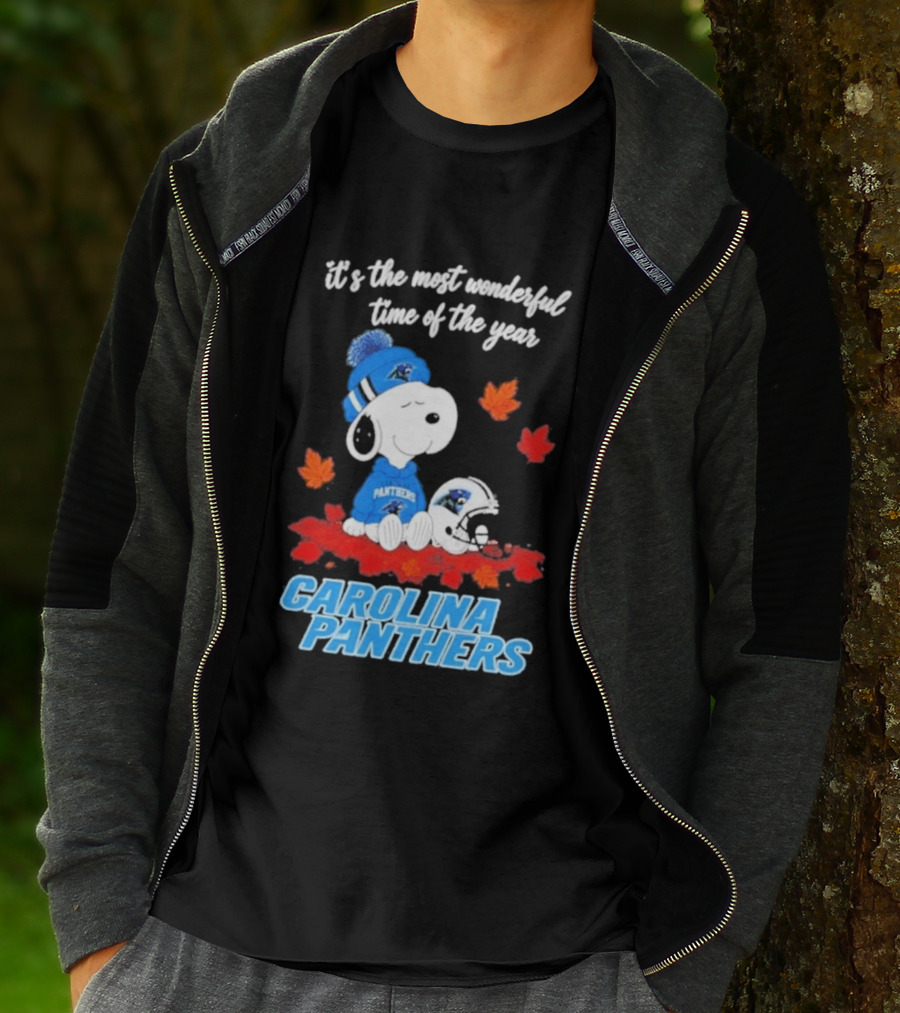 Carolina Panthers Snoopy Fall Halloween 2026 Most Wonderful Time Of The Year T-Shirt