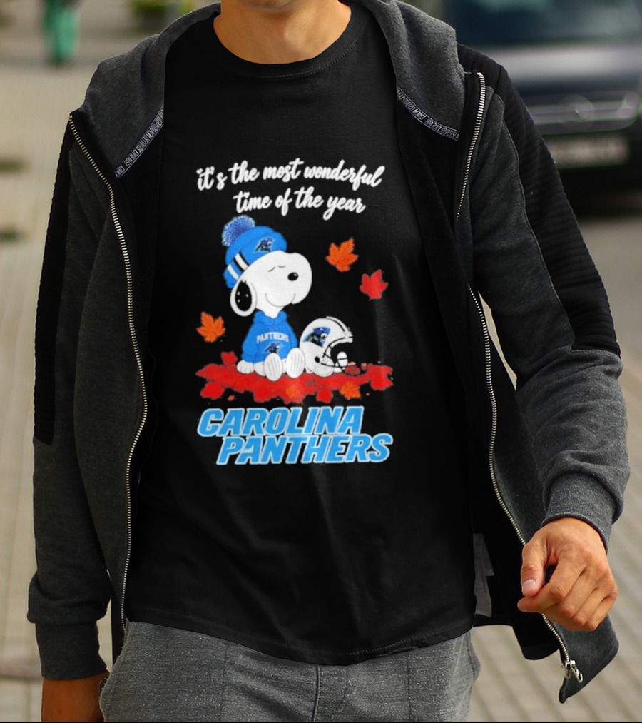 Carolina Panthers Snoopy Fall Halloween 2026 Most Wonderful Time Of The Year T-Shirt