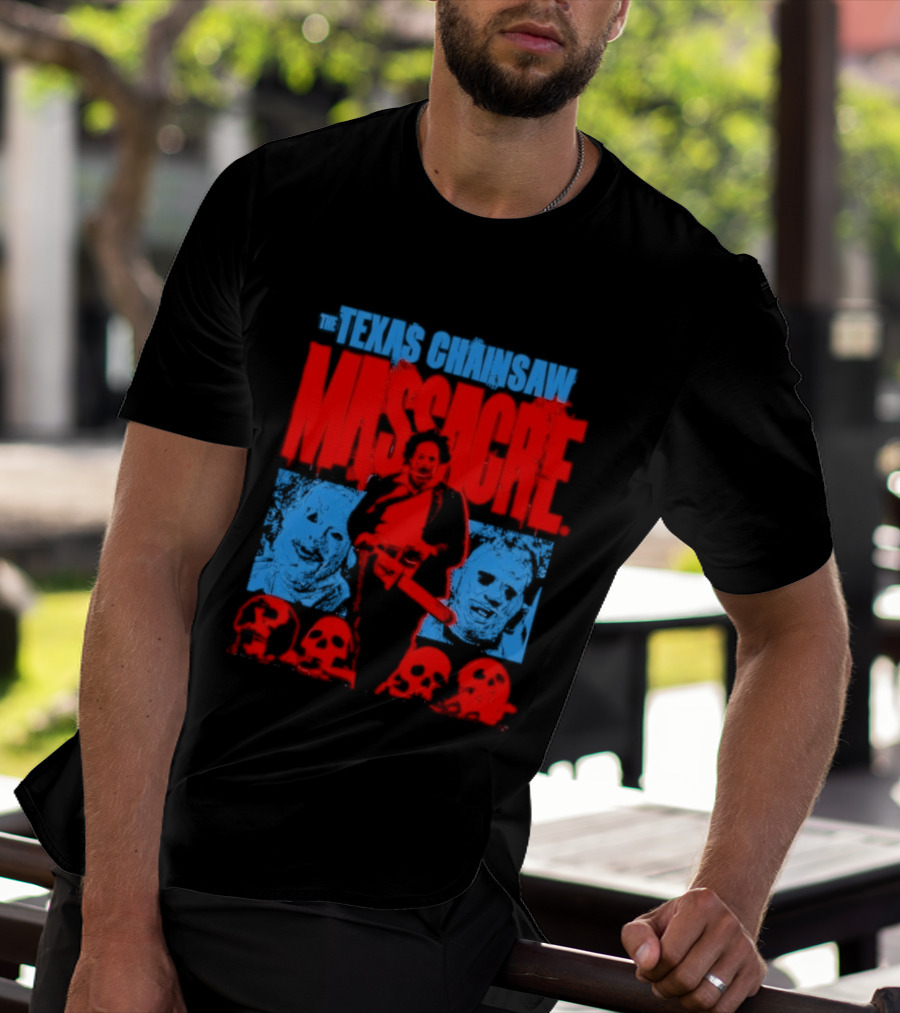 The Texas Chainsaw Massacre Leatherface Horror Movie Skulls Scene T-Shirt