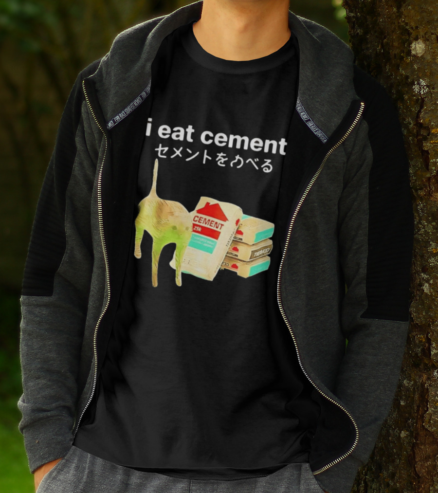 I Eat Cement Cat Meme Cursed T-Shirt