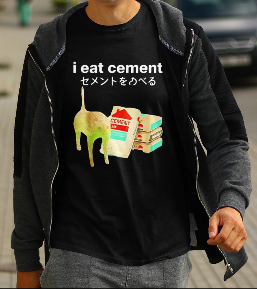 I Eat Cement Cat Meme Cursed T-Shirt