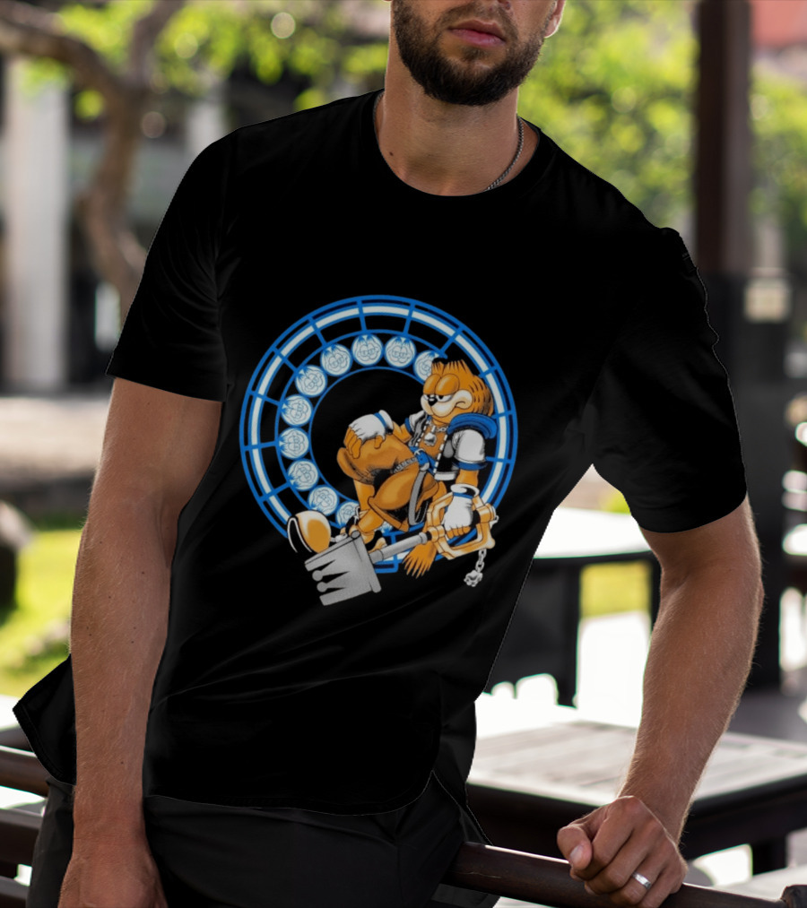 Just Another Heartless Monday Yetee Crossover With Keyblade Wielding Garfiend And Cool Blue Circles T-Shirt