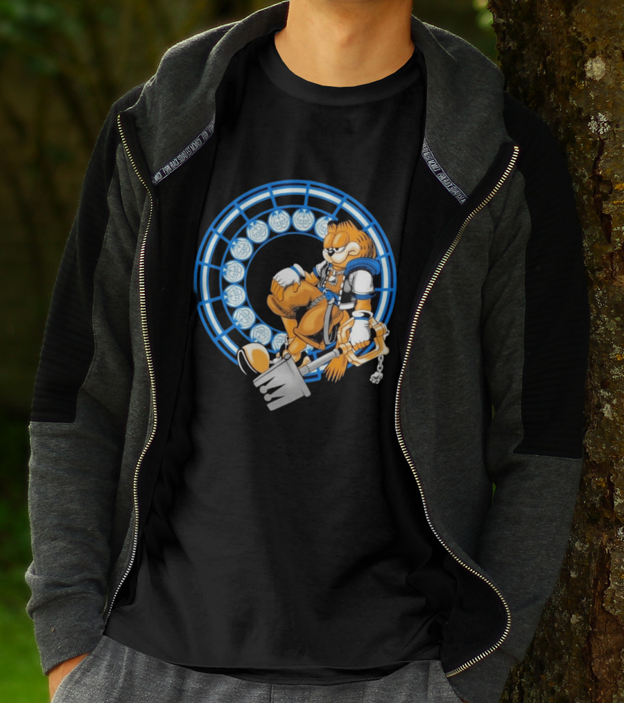 Just Another Heartless Monday Yetee Crossover With Keyblade Wielding Garfiend And Cool Blue Circles T-Shirt