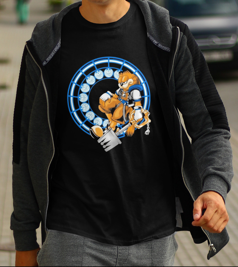 Just Another Heartless Monday Yetee Crossover With Keyblade Wielding Garfiend And Cool Blue Circles T-Shirt