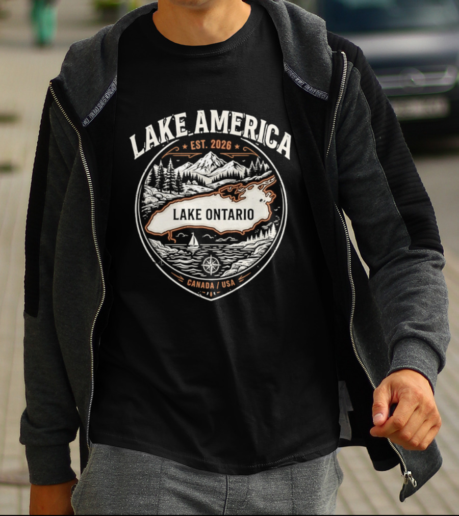 Lake America Est 2026 Lake Ontario Canada USA Scenic T-Shirt