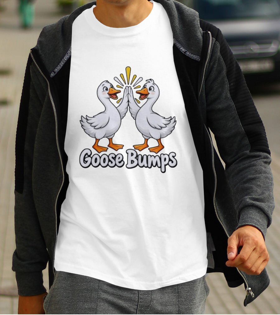 Goose Bumps High Five Ducks Cartoon Humor T-Shirt