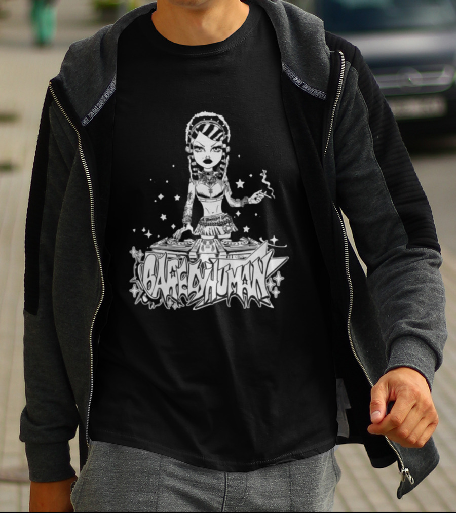 6Arelyhuman Digital Dancer Doll Tattoo Style DJ Aesthetic T-Shirt