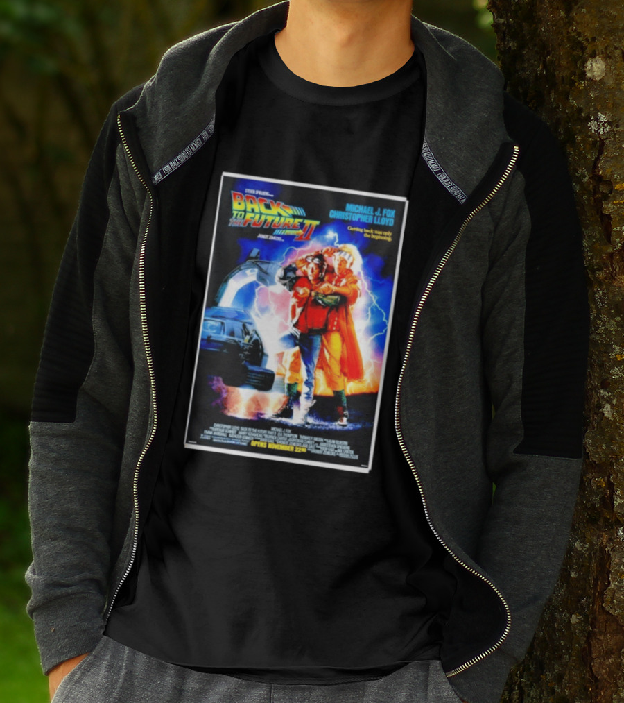 Back To The Future Part II Movie Michael J Fox Christopher Lloyd DeLorean Time Machine November 22 Spielberg T-Shirt