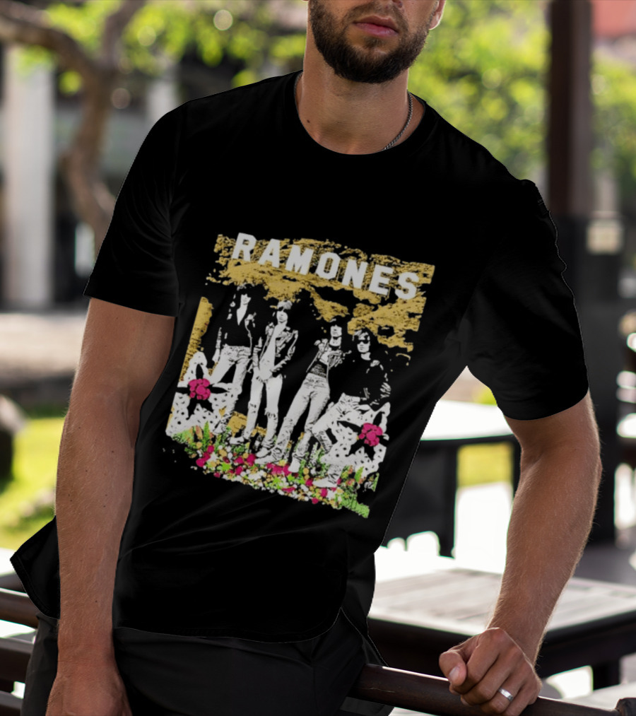 Ramones Floral Punk Rock Music Band T-Shirt