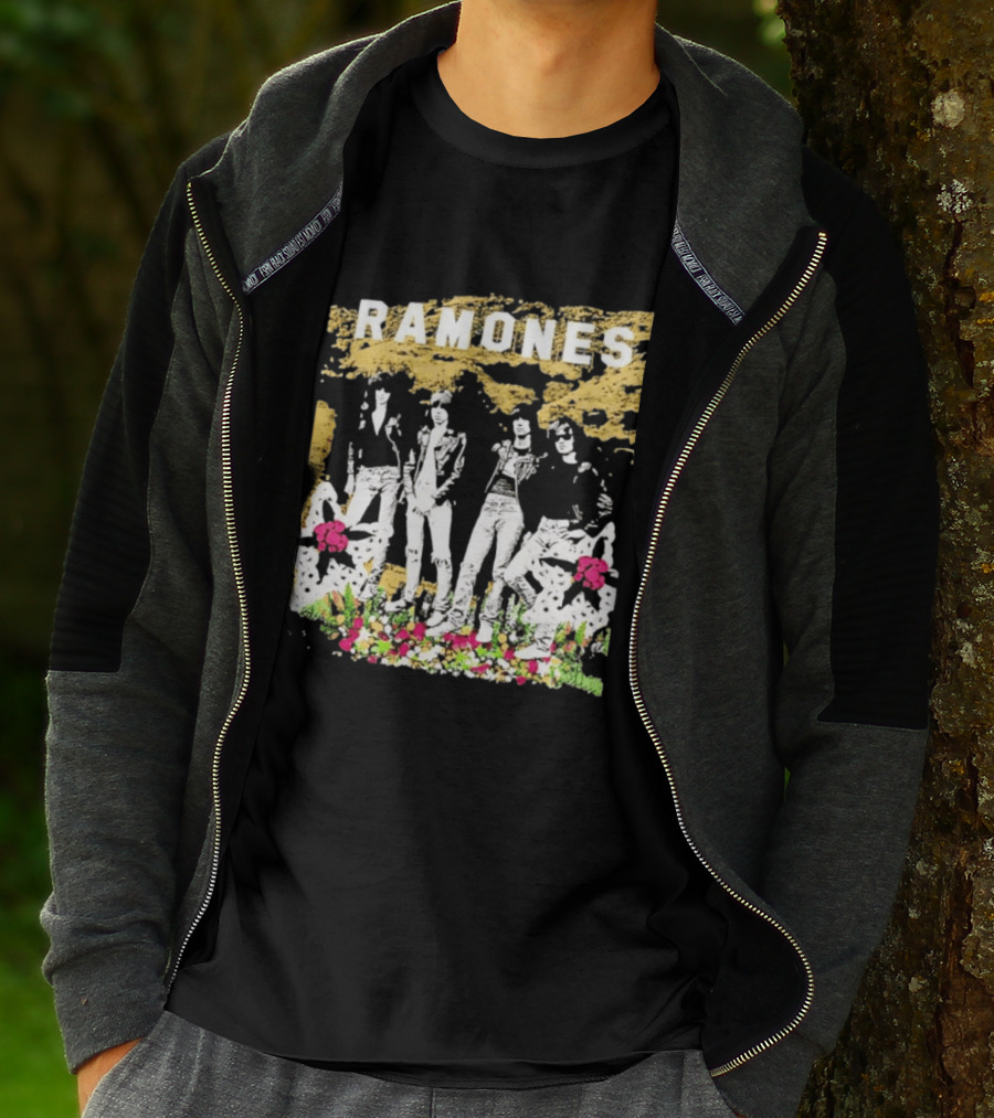 Ramones Floral Punk Rock Music Band T-Shirt