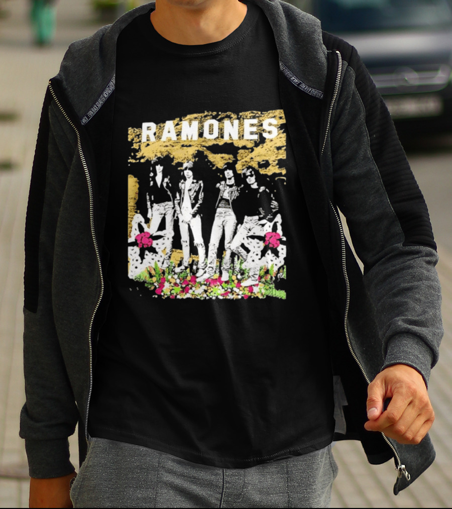 Ramones Floral Punk Rock Music Band T-Shirt
