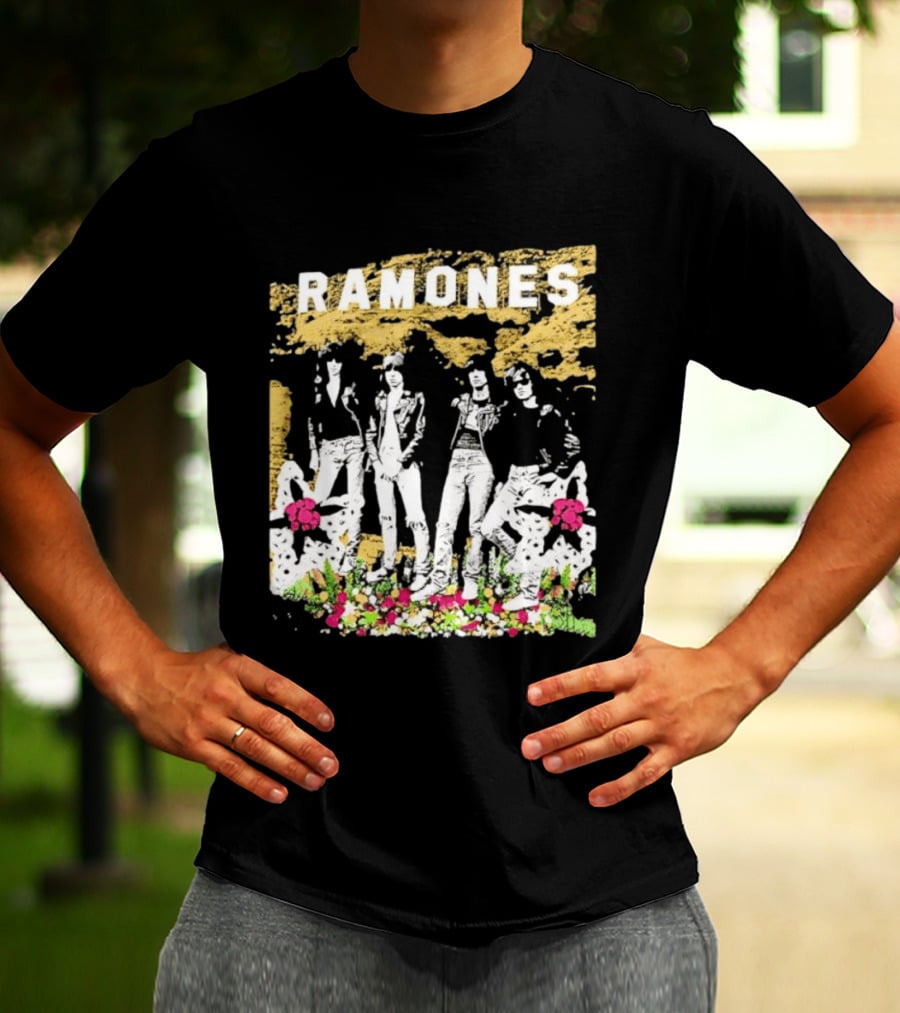 Ramones Floral Punk Rock Music Band T-Shirt