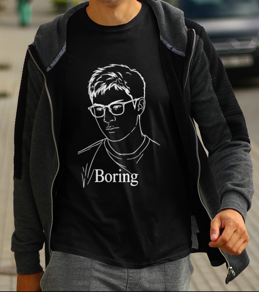 Boring Minimalist Line Art Portrait With Glasses T-Shirt