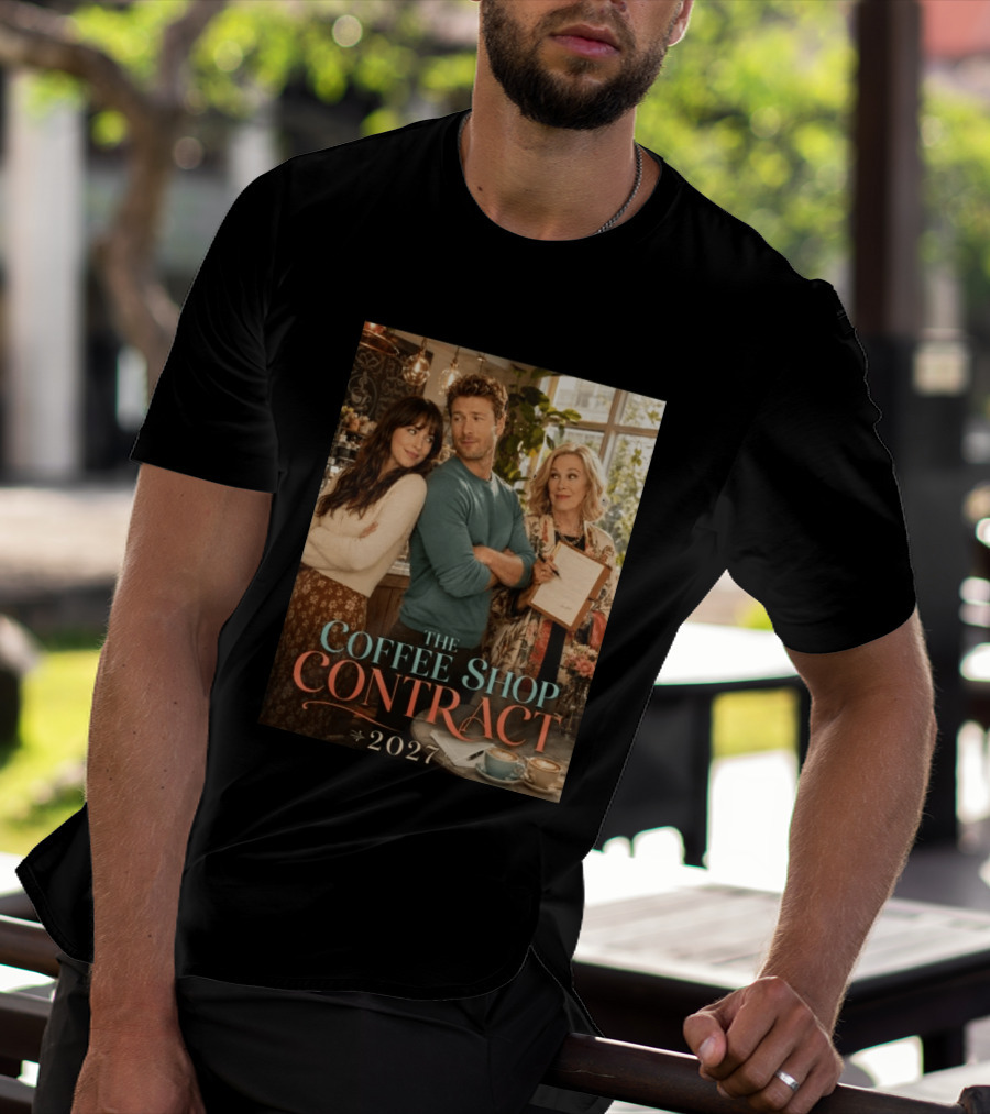 The Coffee Shop Contract 2027 Cozy Romantic Comedy Scene T-Shirt