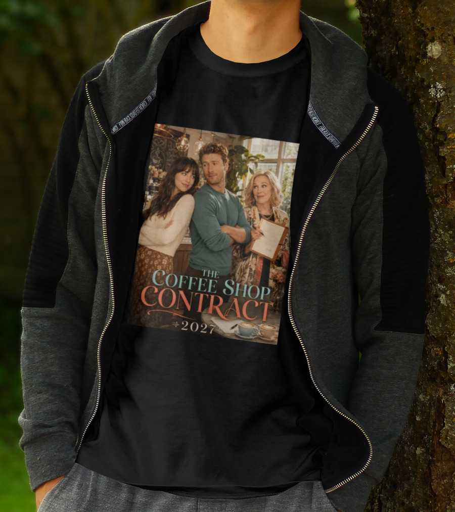 The Coffee Shop Contract 2027 Cozy Romantic Comedy Scene T-Shirt