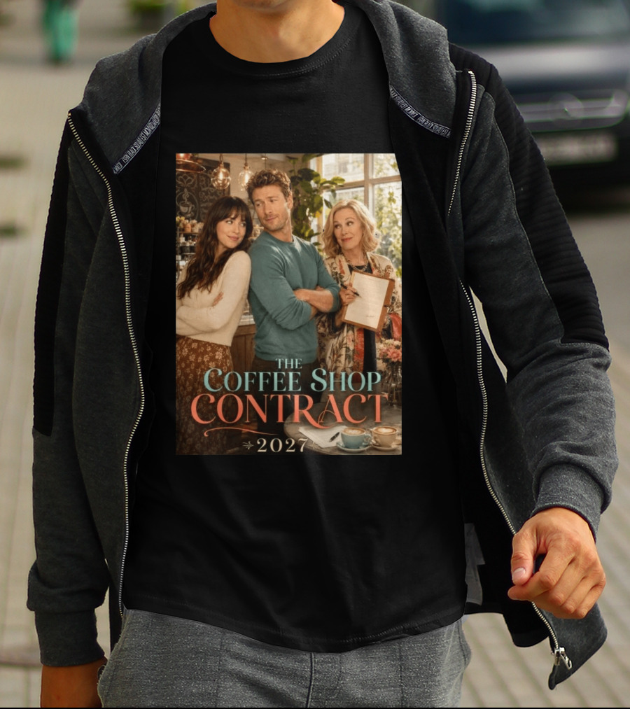The Coffee Shop Contract 2027 Cozy Romantic Comedy Scene T-Shirt