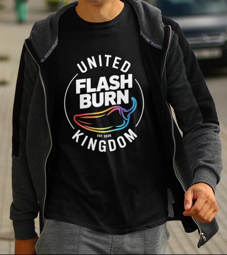 United Flash Burn Kingdom Est 2026 Spicy Pepper Color Burst T-Shirt