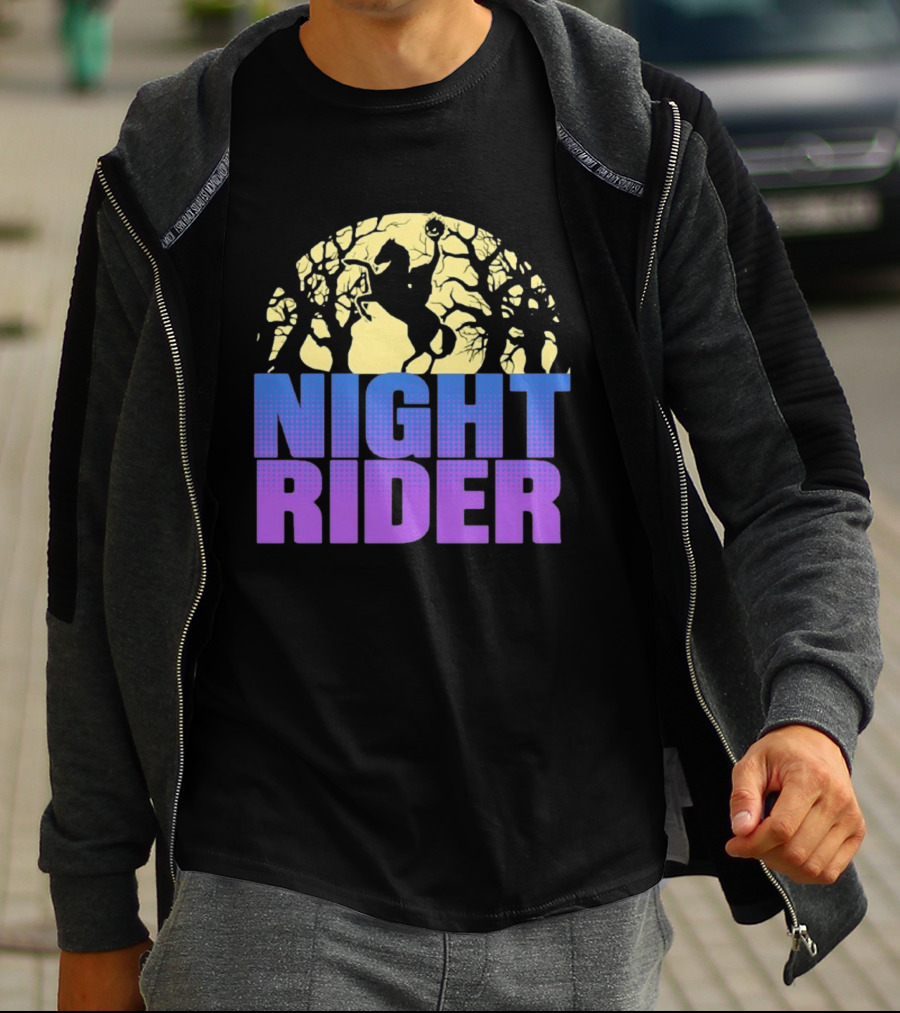 Night Rider Headless Horseman Halloween Moon T-Shirt