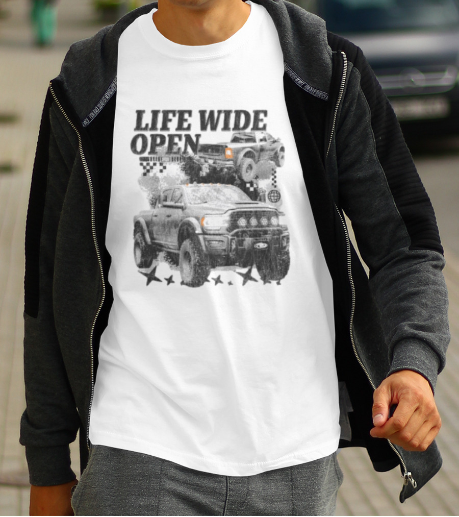 Cboystv Store Prospector Whiteout Life Wide Open Offroad Trucks T-Shirt
