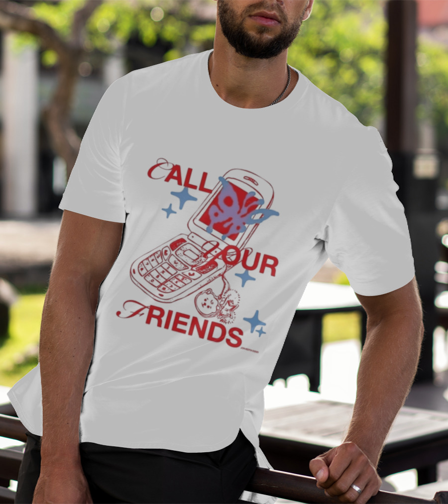 Call Your Friends Butterfly Flip Phone Stars T-Shirt