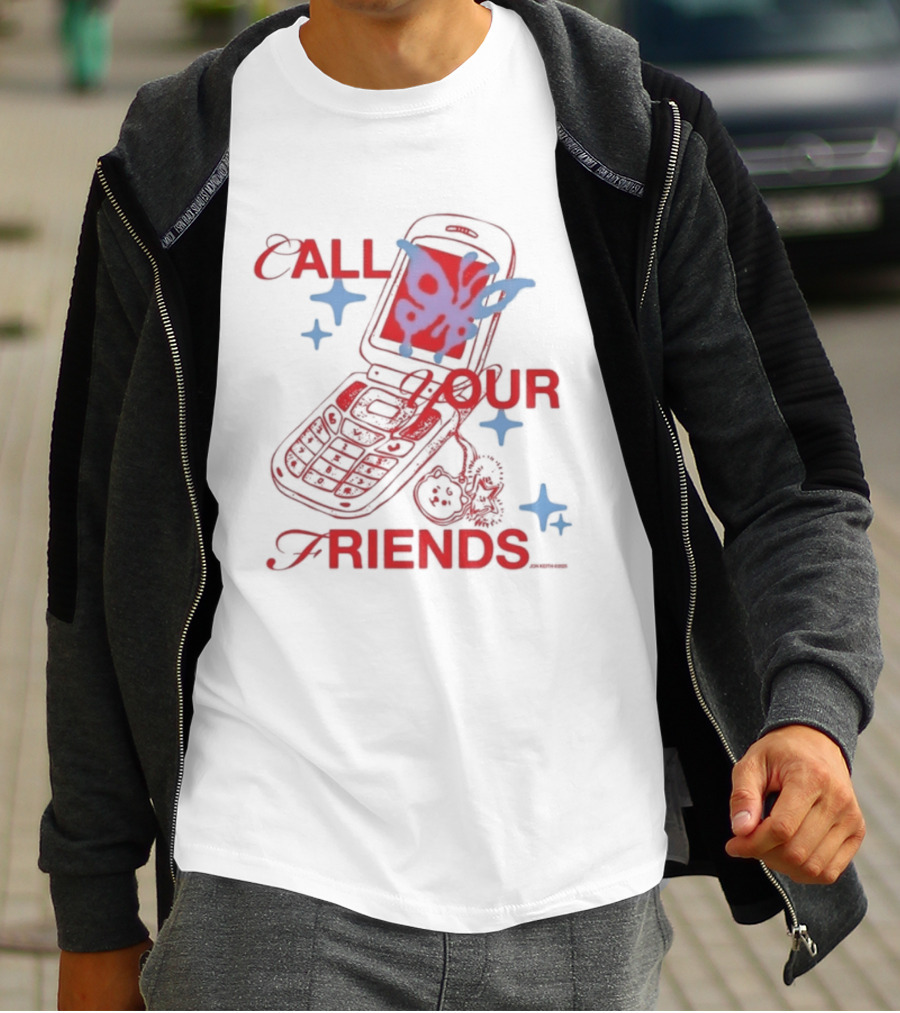 Call Your Friends Butterfly Flip Phone Stars T-Shirt