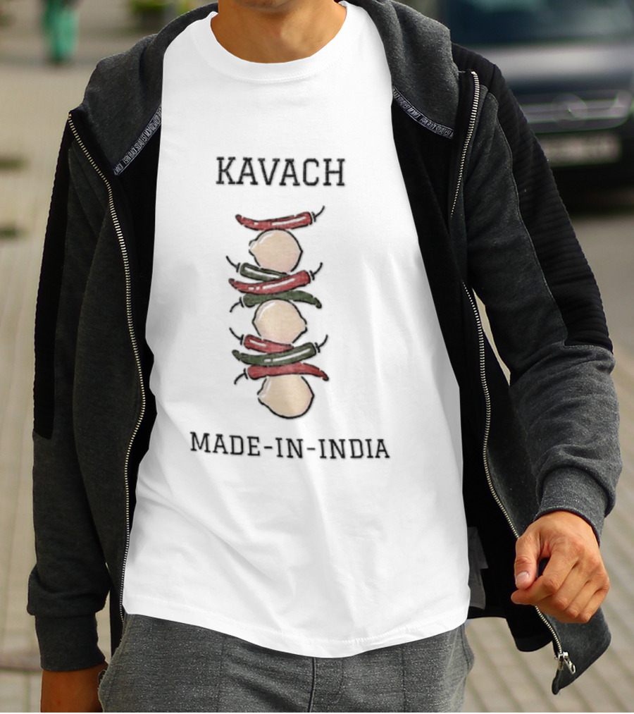 Kavach Made In India Cartoon Stacked Lemons And Chili Peppers T-Shirt