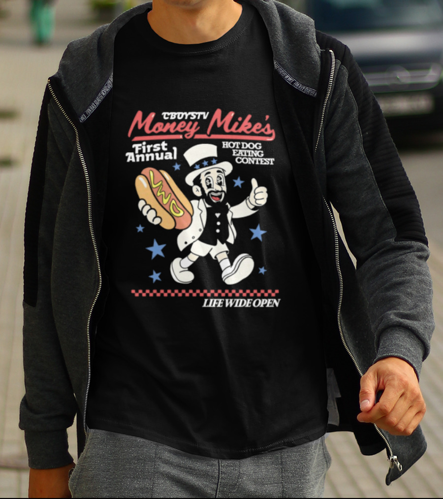 Cboystv Money Mikes First Annual Hotdog Eating Contest Live Wide Open T-Shirt