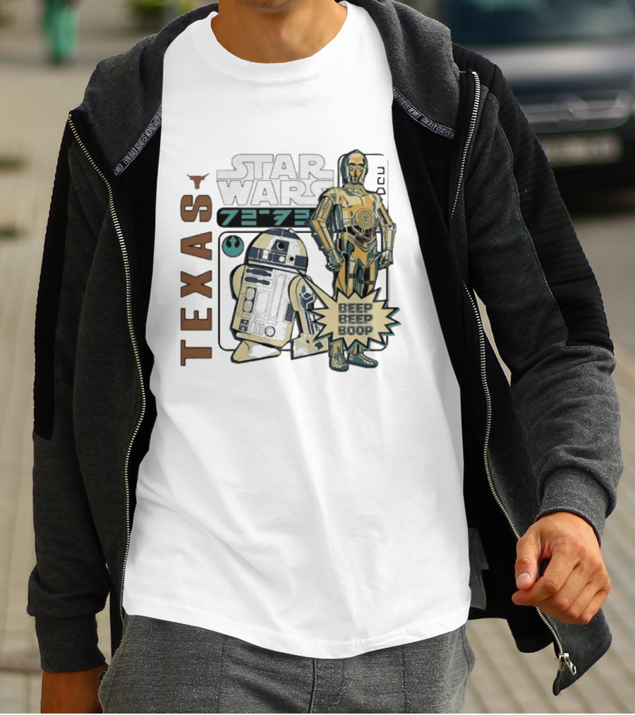 Texas Longhorns Star Wars C3PO R2D2 Beep Beep Boop T-Shirt