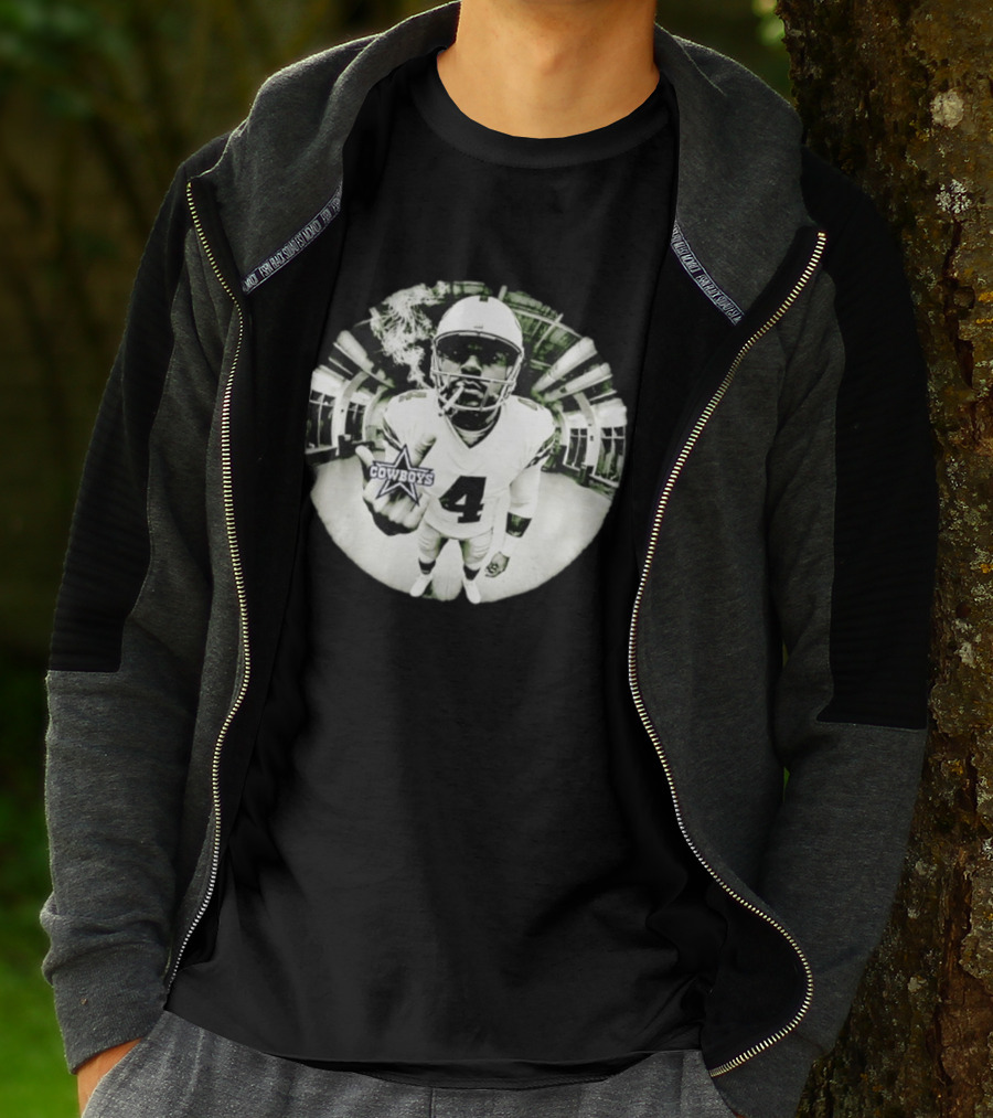 Dak Prescott Cowboys Number 4 Smoking وسط البنية التحتية T-Shirt