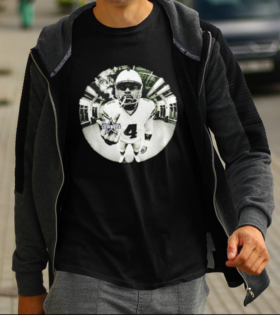 Dak Prescott Cowboys Number 4 Smoking وسط البنية التحتية T-Shirt