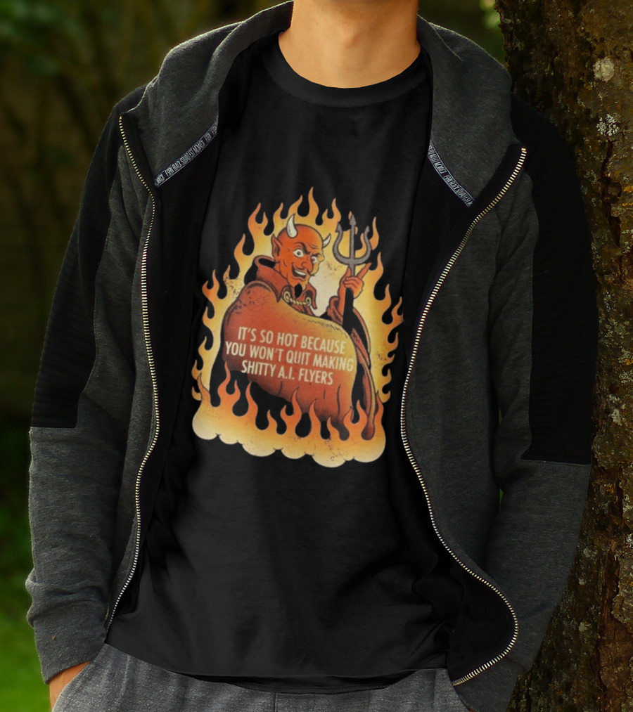 Devil It's So Hot Because You Won't Quit Making Shitty AI Flyers T-Shirt