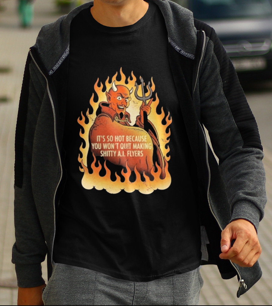 Devil It's So Hot Because You Won't Quit Making Shitty AI Flyers T-Shirt