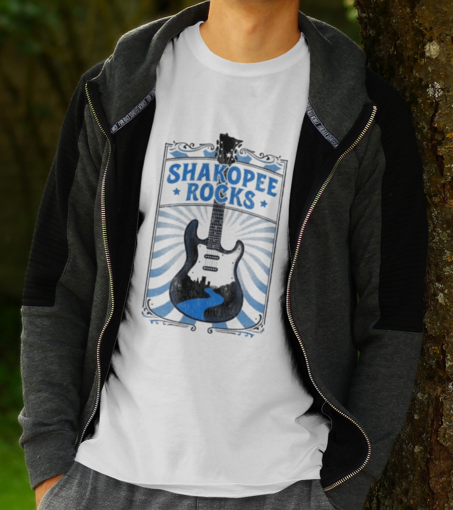 Shakopee Rocks Guitar Minnesota Rock And Roll Stripes T-Shirt