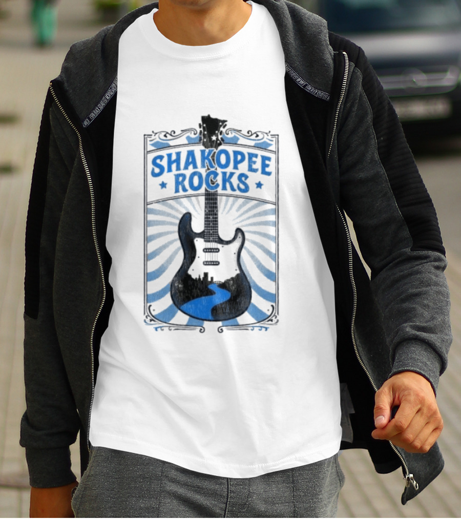 Shakopee Rocks Guitar Minnesota Rock And Roll Stripes T-Shirt