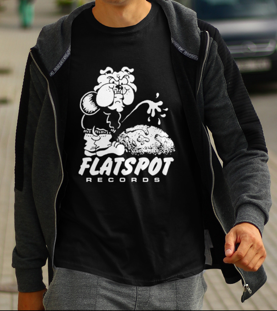 Flatspot Records Piss Off Character Graphic With Store Name T-Shirt