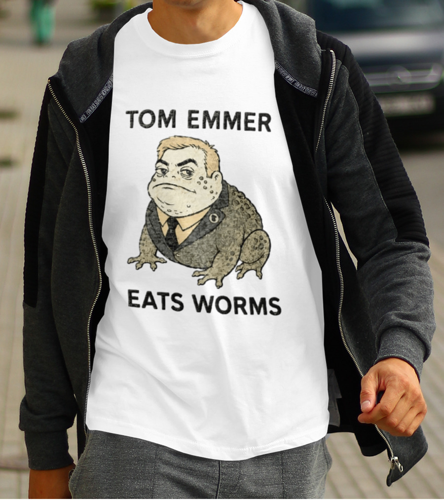 Tom Emmer Eats Worms Cartoon Toad Wearing Suit Tie T-Shirt