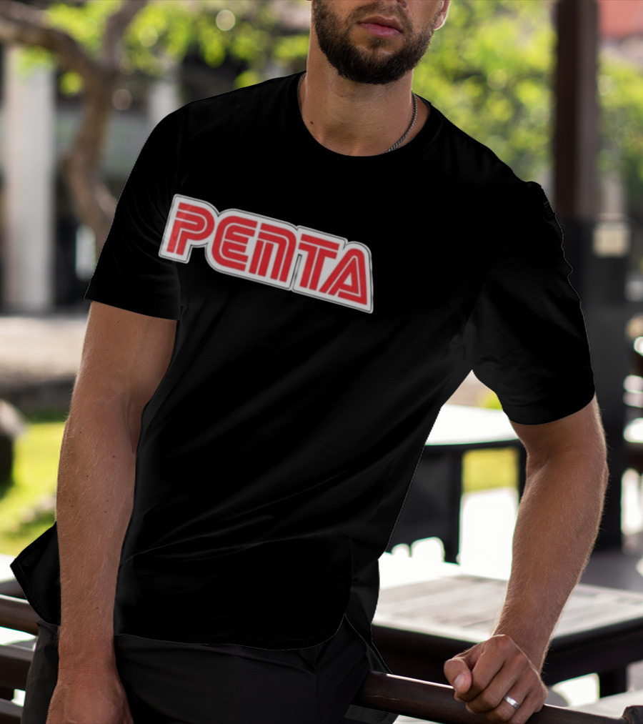Penta Brand Retro 70s Style Bold Red Lettering T-Shirt