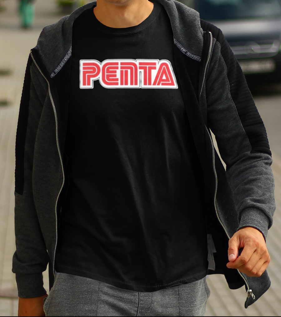 Penta Brand Retro 70s Style Bold Red Lettering T-Shirt