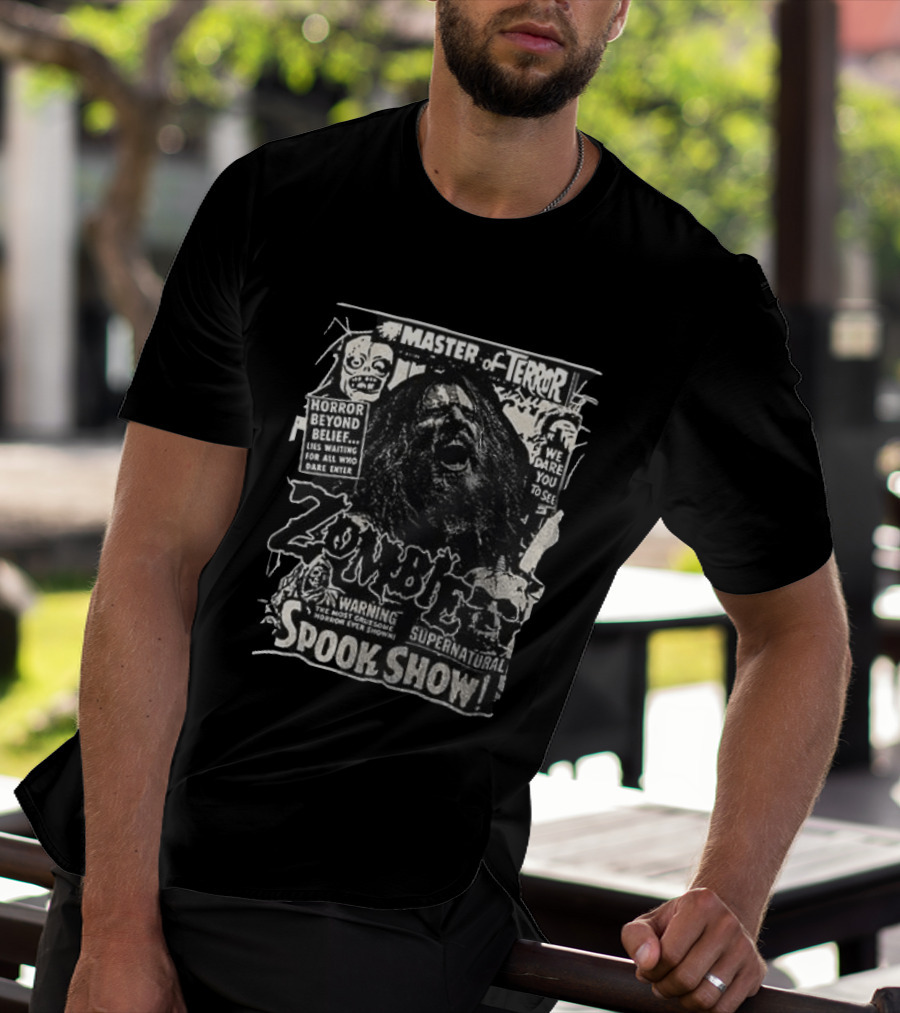 Rob Zombie Master Of Terror Spook Show Horror Beyond Belief Supernatural Warning T-Shirt