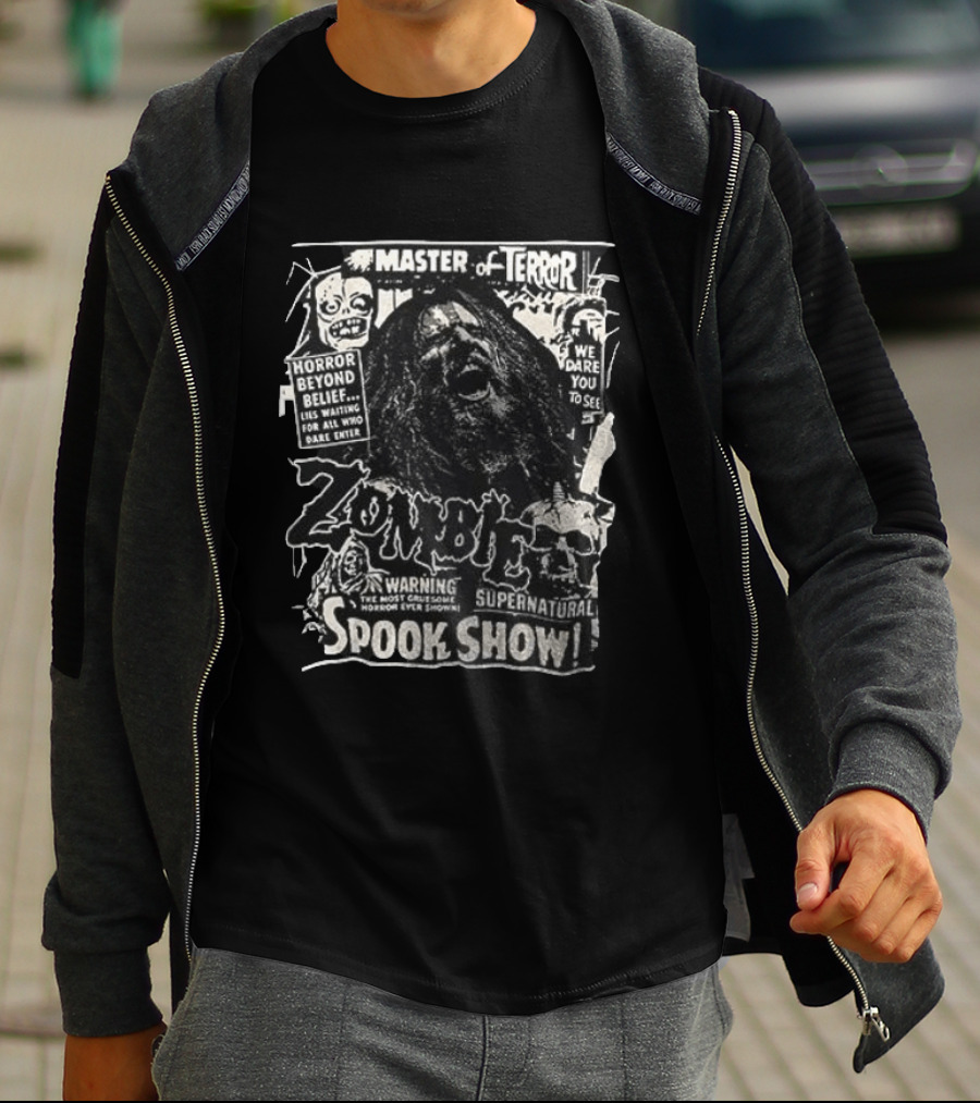 Rob Zombie Master Of Terror Spook Show Horror Beyond Belief Supernatural Warning T-Shirt