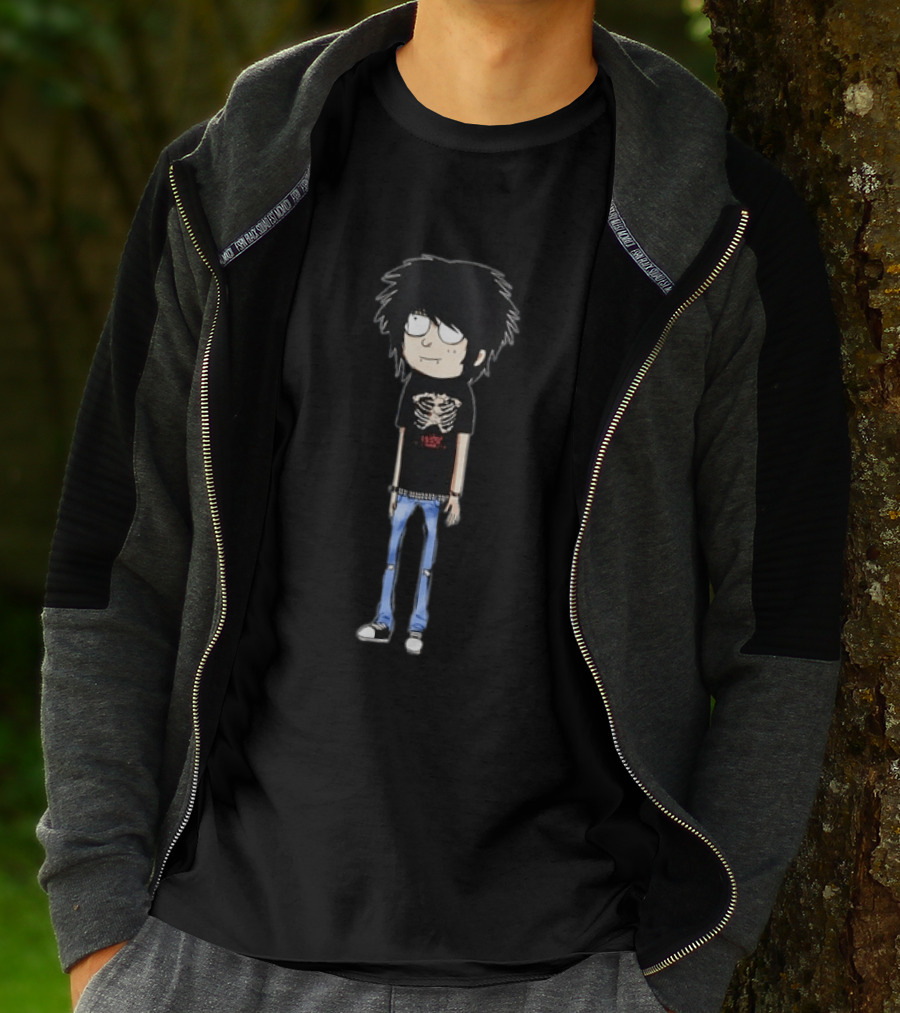 Aheartwellending Emo Scene Cartoon Character With Skeleton T-Shirt