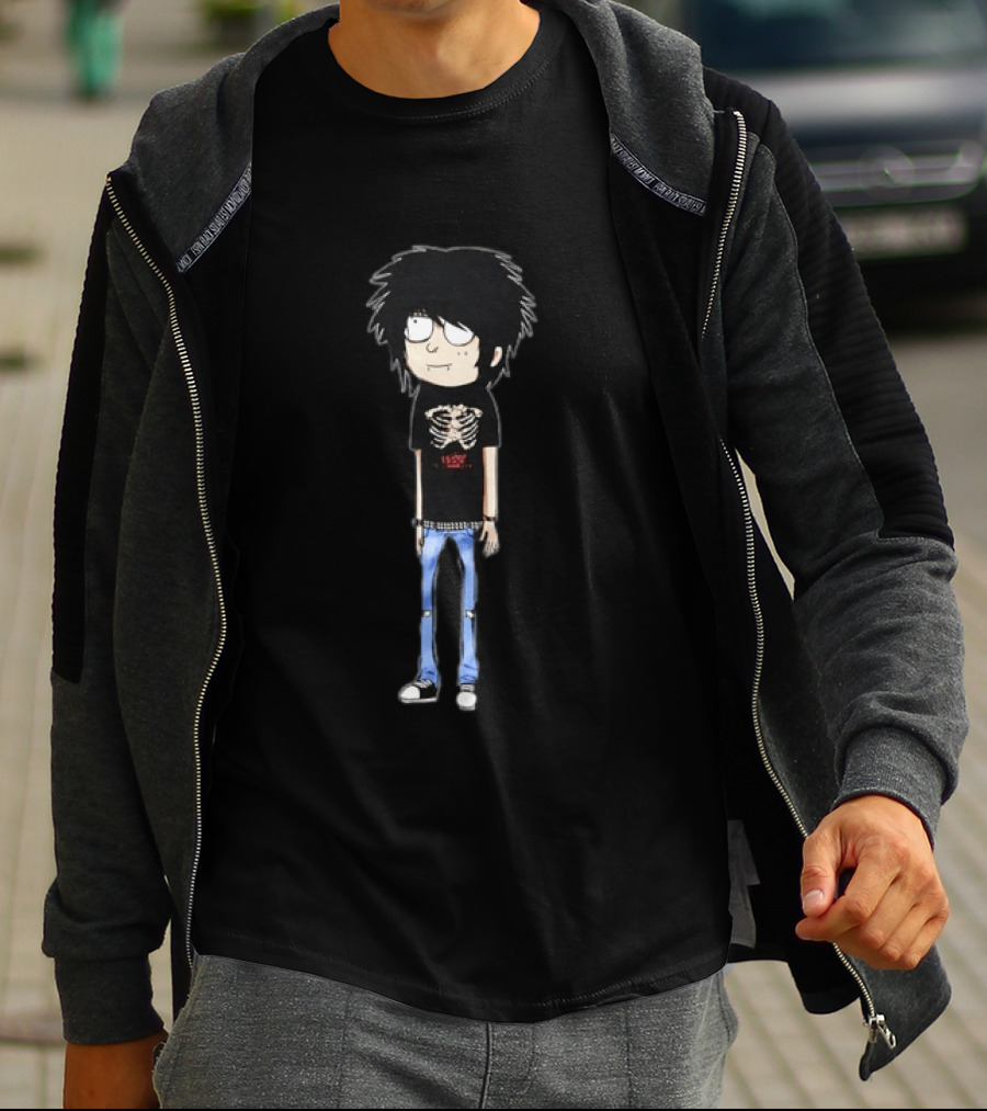 Aheartwellending Emo Scene Cartoon Character With Skeleton T-Shirt