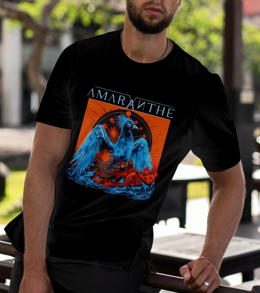 Amaranthe Phoenix Bird Metal Band Blue And Orange T-Shirt