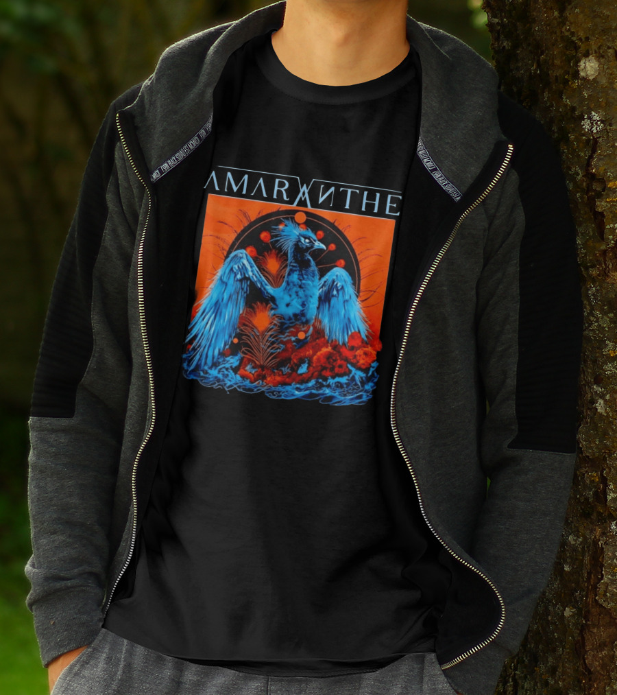 Amaranthe Phoenix Bird Metal Band Blue And Orange T-Shirt