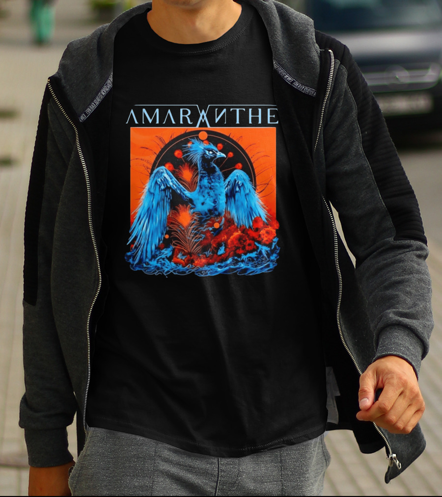 Amaranthe Phoenix Bird Metal Band Blue And Orange T-Shirt