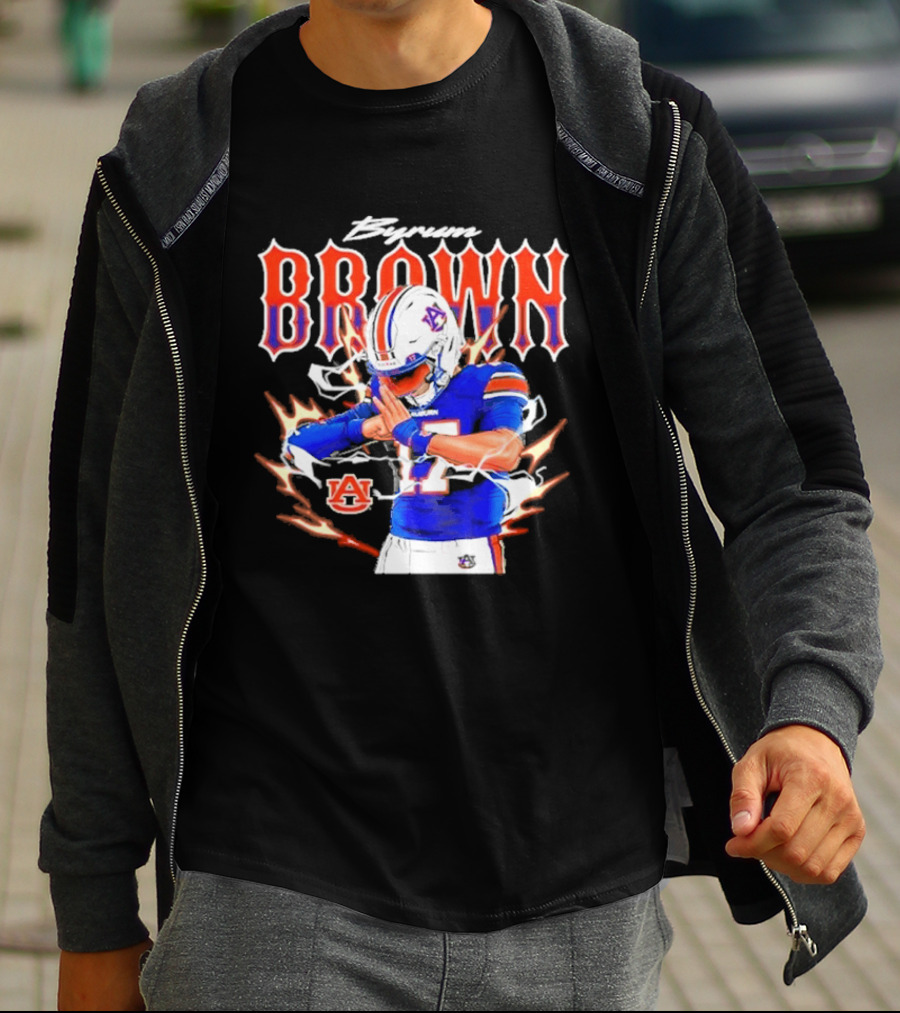 Auburn Tigers Byrum Brown Football Player Comic T-Shirt