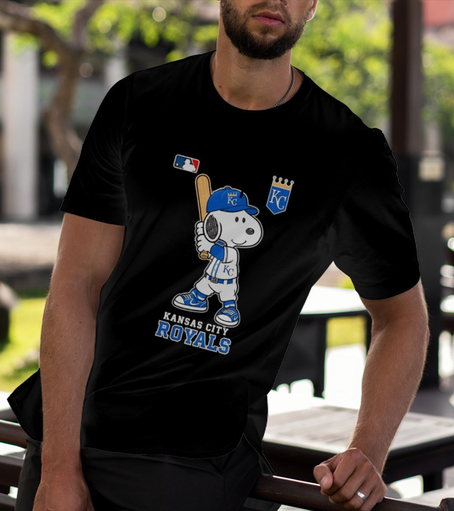 Snoopy Wearing Kansas City Royals Baseball Jersey Player MLB T-Shirt