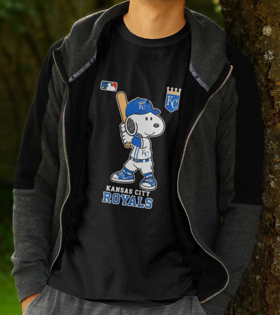 Snoopy Wearing Kansas City Royals Baseball Jersey Player MLB T-Shirt