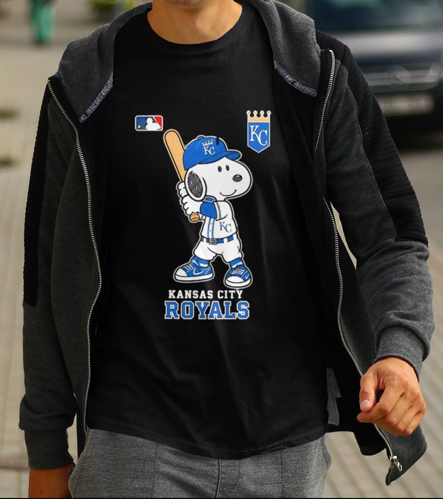 Snoopy Wearing Kansas City Royals Baseball Jersey Player MLB T-Shirt
