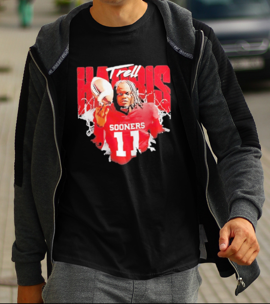 Trell Harris Oklahoma Sooners NCAA Football Player 11 Lightning T-Shirt